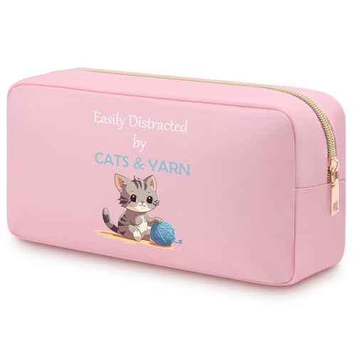 Heigebi Cat Themed Gifts for Girl Cat Oxford Cloth Makeup Bag for Women Friends Cat Lover Zipper Cosmetic Pouch for Teens Daughter Sister Bestie Double Side Printed Toiletry Bag