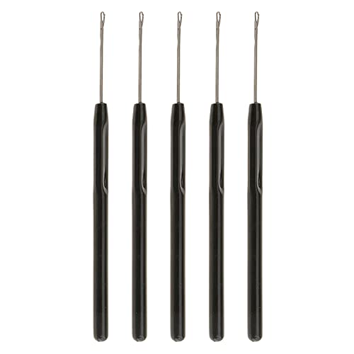 5-Piece Professional Microlink Hair Extension Tool Kit | Easy to Use, Rust- Stainless Steel Pulling Hooks | Save Time, Perfect for Hair Feathers | Hair - as described, Black