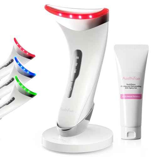 Red Light Therapy for Face and Neck, Renewal Face Lift Device with Vibration Tech, 3 in 1 Face Massager Tool with Thermals, True Beauty Glow Facial Sculptor for Wrinkles, Double Chin (White)
