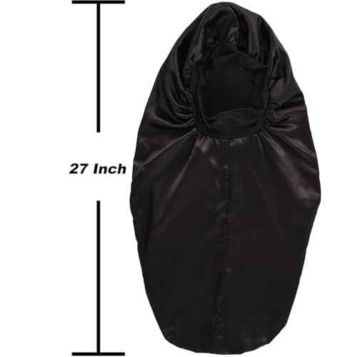 2 Pcs Hair Bonnets for Women Satin, Black Leopard Soft Elastic Band Silky Sleeping Cap Big Bonnets for Women Bonnet for Braids