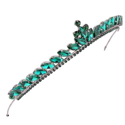LIMELIA Handmade Slim Green Tiara for Women ? Glitter Crown for Henna, Wedding, Prom, Birthday, Pageant, Halloween & Christmas | Crystal Headpiece ? Slim Design