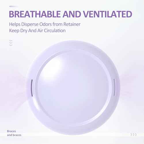 Retainer Case with Mirror and Lanyard,Slim Aligner Case with Vent Holes,Cute Dental Brace Box with Retainer Removal Tool and Brush (Purple Pink with Lanyard)