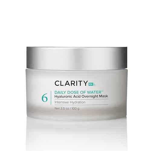 ClarityRx Daily Dose of Water Hyaluronic Acid Overnight Face Mask for Intensive Hydration, Plant-Based, Medical-Grade & Cruelty-Free