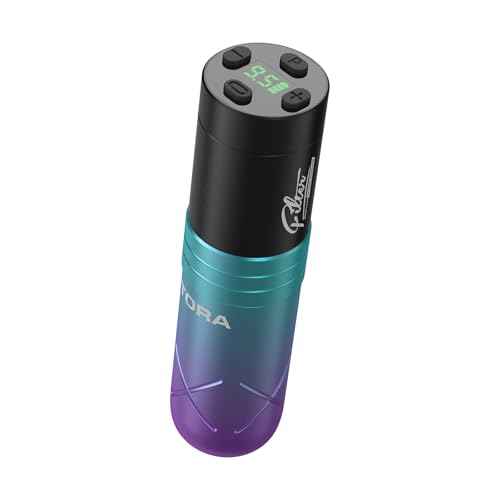 Filter Tora Tattoo Gun 3.5mm Stroke, Tattoo Machine Pen with 1600mAh Battery Power Rotary Tattoo Gun for Beginners and Artists (Blue Purple)