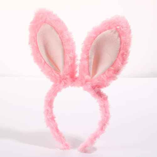 Women Girls Plush Bunny Headband Cute Rabbit Ear Hairband Halloween Cosplay Costume Party Headwear