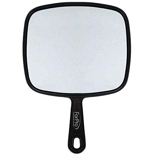 ForPro Professional Collection Extra Large Hand Mirror with Handle, 9" W x 12" L, Multi-Purpose Handheld Mirror with Distortion-Free Reflection, Black