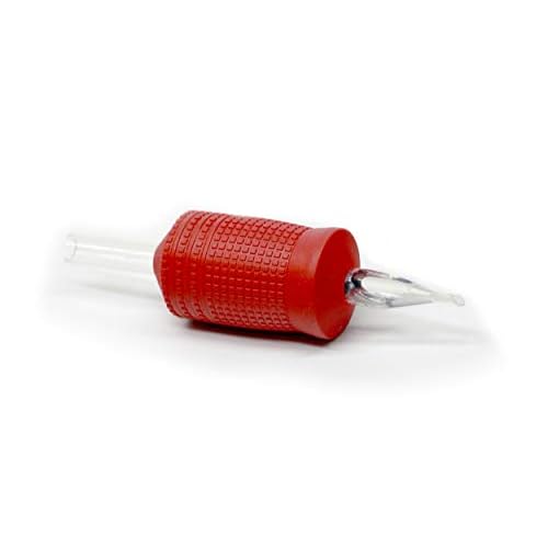 25mm (1 Inch) Ultra Premium Clear Disposable Tubes w/Red Soft Silicone Grip- 20 Pack, Open Face Magnum Tip (9M1)