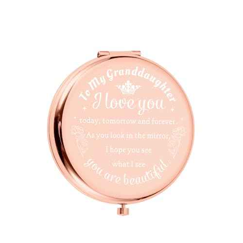 Stocking Stuffers for Teen Girls 16-18 Christmas Granddaughter Gift from Grandpa to Granddaughter Teen Girls Birthday Valentine's Day Graduation Gifts for Granddaughter Girls Rose Gold Compact Mirror