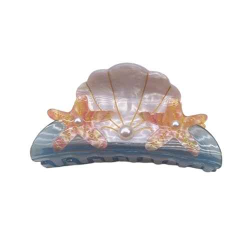 Starfish and Shell Hair Clip,Acetate Hair Claw,Small Hair Clips for Women