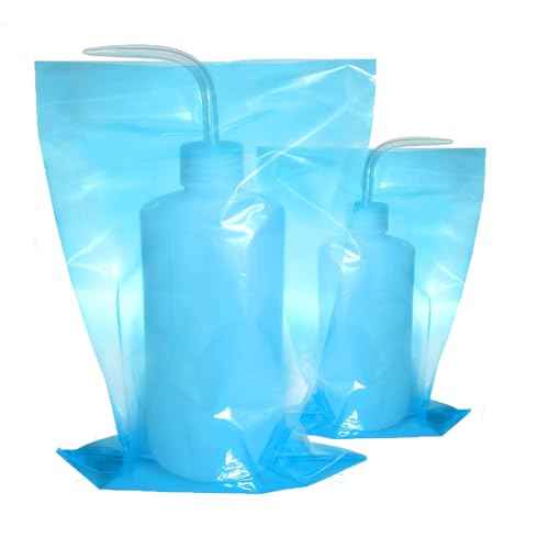 Tattoo Wash Bottle Bag 250 pcs Disposable Tattoo Squeeze Bottle Bags 9.86 inch X 5.91 inch Universal Transparent Protective Cover For Tattoo Bottles Machine Gun Accessories, Kits and Supplies Blue