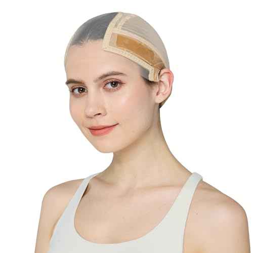 Wig Cap Lace Wig Grip Cap for Keeping Wigs in Place Wig Cap with Grip Band Make Your Wigs Glue Free Non-Slip Wig Caps for Women (Nude, L)