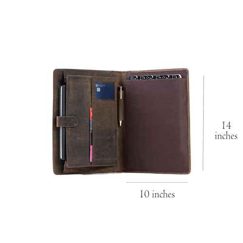 Leather Business Portfolio with Luxury Pen Business Personal Organiser Folder Full Grain Leather padfolio by KomalC (Buffalo Distressed Tan)