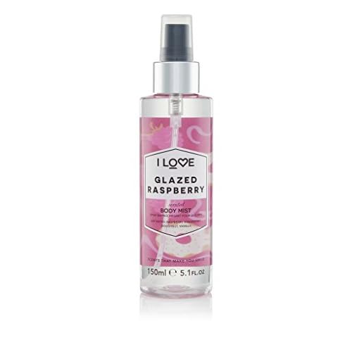 I Love Glazed Raspberry Scented Body Mist - Body Mist Fragrance - Long Lasting Body Spray with Natural Fruit Extracts - Raspberry and Vanilla - 5.1 oz