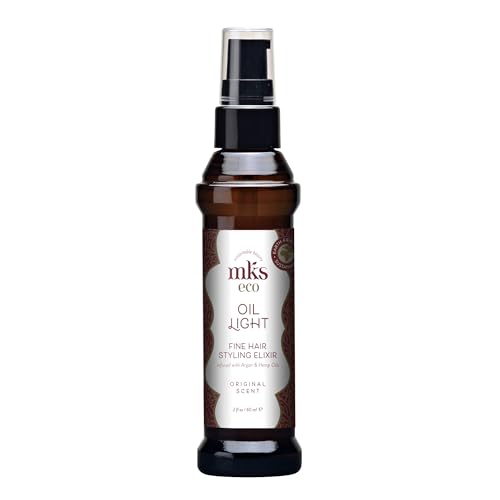 MKS eco Oil Light - 2 fl oz - Hair Styling Elixir - Moroccan Argan Oil, Hemp Seed Oil - Ideal for Fine Hair - Moisturize, Nourish Hair & Control Frizz - Vegan & Cruelty Free