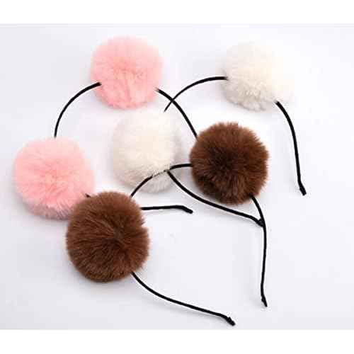 Sheliky 4Pcs Bear Ears Headband Halloween Chipmunk Ears for Dress up Party Pom Pom Hairbands Women Girls Cosplay Accessory