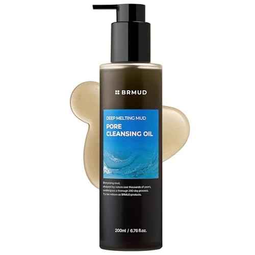 BRMUD Deep Melting Mud Pore Cleansing Oil - Gentle Make Up Facial Oil Cleanser with Boryeong Mud, Sunflower Seed & 7 Fermented Oils - Vegan & Non-Comedogenic Korean Skincare (6.76 fl oz)