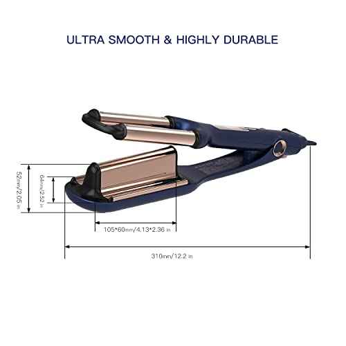 MIRACOMB Titanium Deep Waver Iron, Ion Technology, Digital Heat Settings, Auto Off, Dual Voltage (12.2 inches, Wavy Hair, Hair Waver)