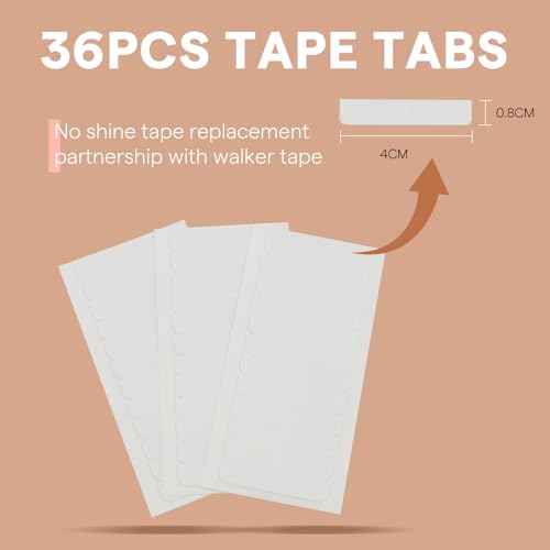 Full Shine Replacement Tape Hair Extensions Tape in No-Residue Tape for Extensions Human Hair Double Sided Tape in Hair Extensions White 0.8cm*4cm 36pcs
