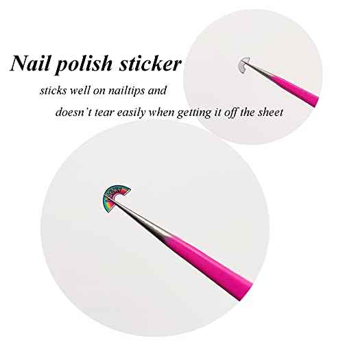 Cute Nail Stickers for Kids Including Animals Flowers Cloud Star Heart and More Self Adhesive Fingernail Decal Stickers for Little Girls Women Nail Art Decoration Fun (Pack of 9)