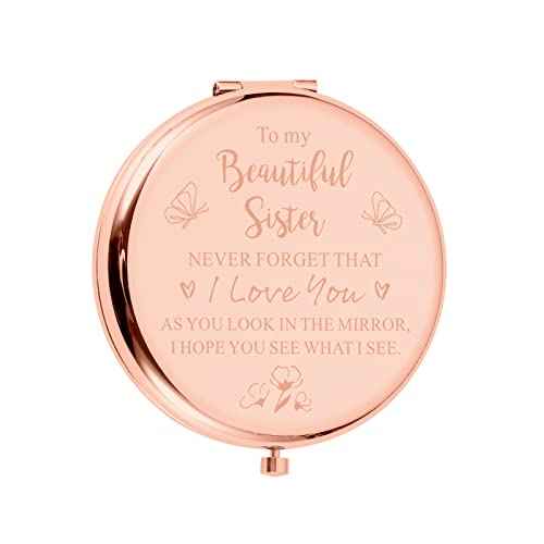 XPENMULBOJA Sister Gifts Sweet 16 Gifts Compact Mirror for Sisters Gifts from Sister Mirror Gifts for Sister-in-Law Birthday Gifts for Her Sister Sister-in-Law Christmas