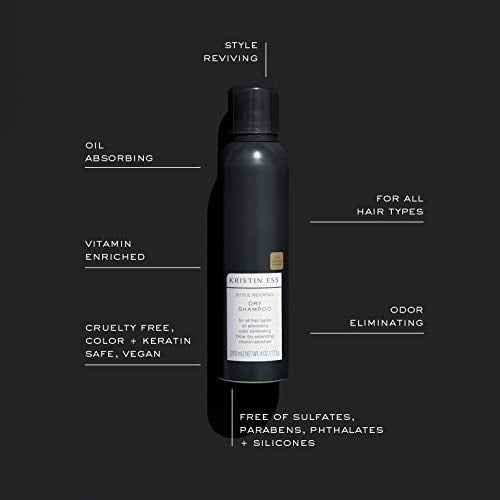 Kristin Ess Dry Shampoo Spray for Oily Hair - Absorbs Oil, Adds Volume with Minimal Residue, Style Extender + Fragrance Refresher - Sulfate-Free, Vegan + Color Safe - Fresh Pear Fragrance