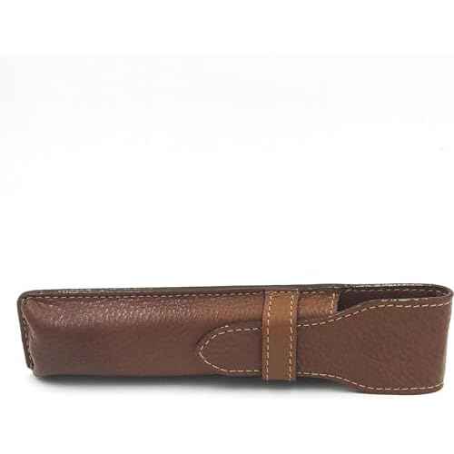 Parker Leather Razor Case?Saddle Brown Full Grain Hand-Stitched Sleeve for Straight Razors, Barber Razors | Compact Travel Pouch | Durable Blade Guard for Dopp Kits & Toiletry Bags | Iconic Brand