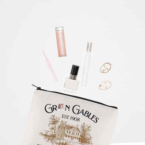 TGBJE Anne Novel Inspired Makeup Bag Anne Book Literary Gifts Gables Prince Edward Island Zipper Pouch Anne Green Quote Gift (Gables 1908 bag)