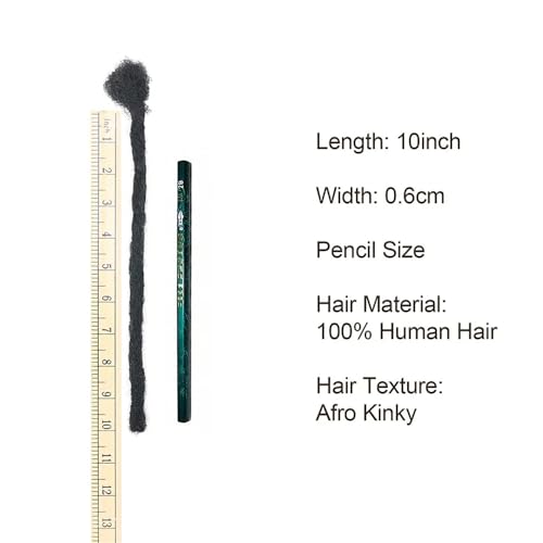 Dreads Extensions for Men Women Loc Extensions Human Hair Dreadlock Extensions 0.6 cm 14 Inch 30 Strands Handmade Permanent Locs Extension Natural Black Soft Locs Hair Extensions Can be Dyed Bleached
