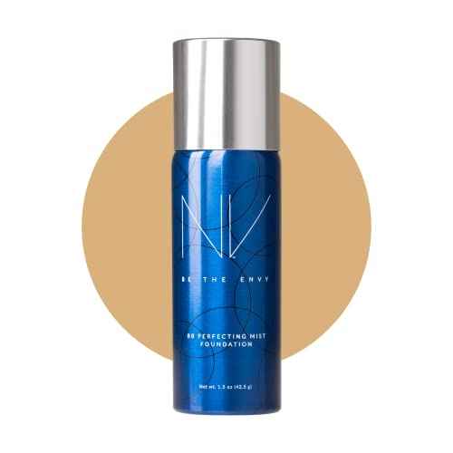 NV BB Perfecting Mist Foundation Buildable Coverage Professional Airbrush Makeup with Plant-based Stem Cell Polypeptides, Vitamins A, D, E and Aloe, 1.5 ounces, Cool Sand