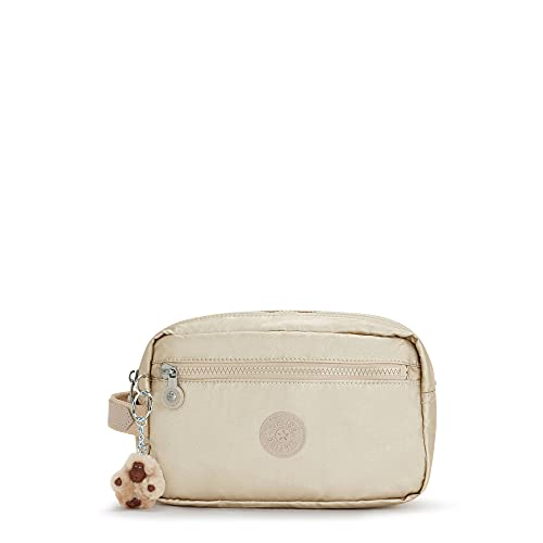 Kipling Womens Women's Amalfi Travel Pouch, Organize Accessories, Slip Compartments, Top Zip Closure, Nylon Large Pouch, Starry Gold Metallic, 9 L x 5.5 H 5 D US