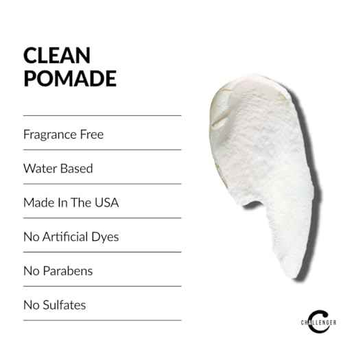 Challenger Fragrance Free Cream Pomade | Non-Comedogenic Styling Product | Unscented Hair Gel | Medium Firm Hold & Clean Ingredients | 1.5oz