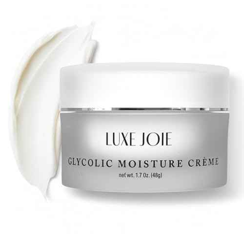 LuxeJoie Glycolic Moisture Cr?me ? Exfoliating Face Cream with Glycolic Acid for Smooth, Radiant Skin ? Hydrating, Lightweight Daily Moisturizer ? 1.7 oz (48g)