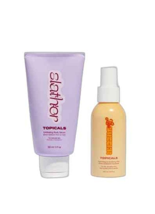 Topicals Soft Touch Body Duo - Slather Exfoliating Body Serum (5 Fl Oz) and Like Butter Moisturizing Mist for Dry Skin (3.4 Fl Oz)