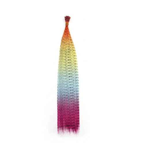 Gradient color feather hair extensions, rainbow colorful feather hair extensions, long straight hair accessories suitable for girls (YMF-JB-50pcs,16inches)