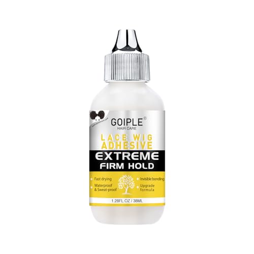 Goiple Wig Glue for Lace Front Wigs, Waterproof Lace Front Wig Glue for Wigs, Strong Hold Transparent Lace Adhesive for Hair Replacement Invisible Hair Bonding Wig Adhesive(1.28 fl oz)