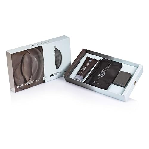 REvival Mud About You Kit - Detoxifying Gift Box with Dead Sea Antioxidant Mud Mask (100ml), Dead Sea Mud Soap Bar (125g), & Mineral Black Mud (200g) - Nourishing, Reviving, and Cleansing
