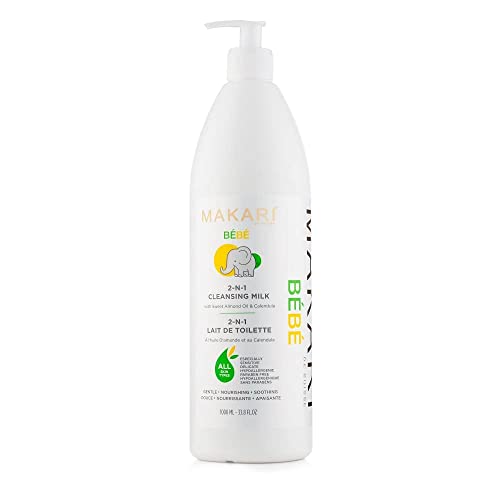MAKARI Bebe 3 Piece Shower Gift Set - Foaming Gel, Cleansing Milk & Oil, Gentle, Nourishing & Calming Bath Routine for Newborn and Up, Hypoallergenic & Paraben-Free Baby Care Products