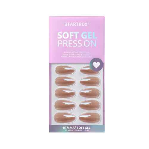 BTArtbox Press On Nails Almond - Fall Press on Nails Meidum Chrome Nails, Light Weight & Fit Perfectly, Fake Nail with Nail Glue, Brown Glue On Nails in 15 Sizes, Chocolate Glazed