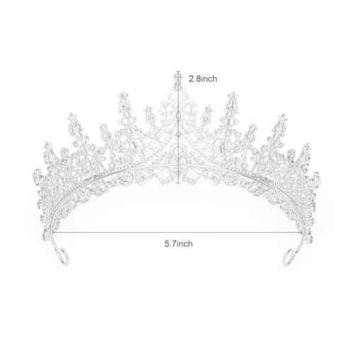 Silver Crystal Tiaras and Crowns for Women Rhinestone Headpiece Birthday Princess Quinceanera Graduation First Communion Crown Prom Wedding Bridal Accessories Wedding Tiaras Bride Birthday Party Gifts