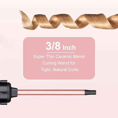 5 in 1 Curling Wand Set, Three Barrel Curling Iron Set with 3 Barrel Curling Iron and 4 Interchangeable Ceramic Curling Wand(0.5¡±-1.25¡±), Fast Heating, Include Glove & 2 Clips