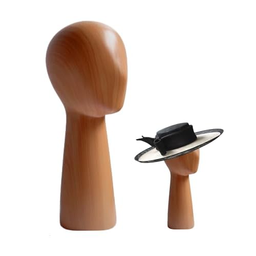 CHADWICK Imitation Wood Mannequin Head, Manikin Head Hat Stand, Wig Head Stand for Displaying Hats and Wigs, Wig Caps Mannequin Head Stand, Art Decoration Model Head, Durable GFRP Material