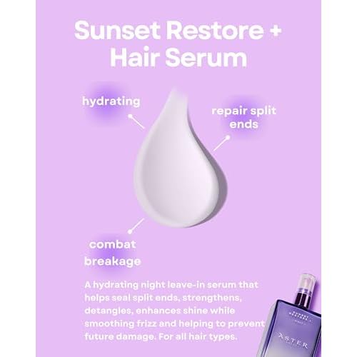 Night Hair Serum for Split Ends & Frizz Sunset Restore + Hair Serum | Leave-In Overnight Repair with Niacinamide & Protein | Strengthens, Smooths & Hydrates (3.4 oz)
