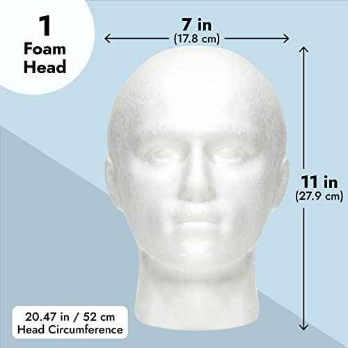 Juvale Mannequin Head for Masks, Hats, Wigs - White, 9.25 x 7 x 11 in - Foam Head Wig Stand & Hat Display