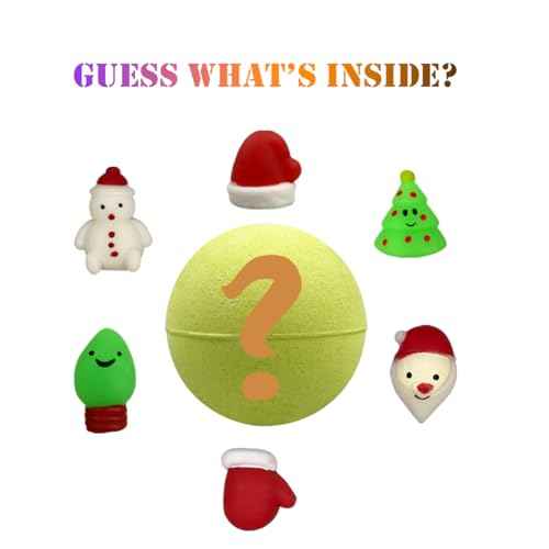 Jofan 6 Pack Christmas Bath Bombs Bubble with Christmas Squishy Toys Inside for Kids Girls Boys Women Christmas Stocking Stuffers Gifts