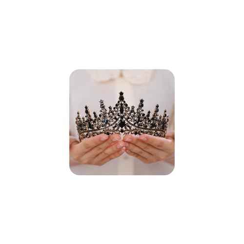 JWICOS Black Crystal Headband Tiara Baroque Vintage Crown for Women Bride Royal Queen Crown Hair Accessories Princess Quinceanera Tiara Headpieces for Halloween Birthday Prom Pageant Party