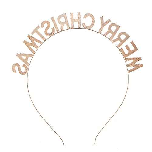 Merry Christmas Headbands,Sparkly Xmas Hair Hoops Costumes Holiday Party Tiara Letter Headdress for Women Girls