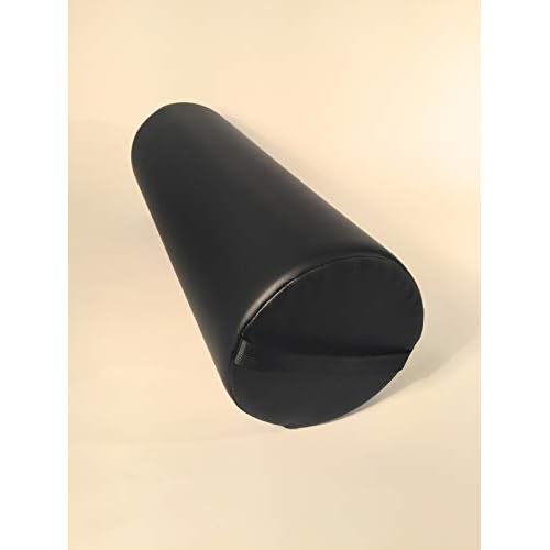 Fluffy Massage Bolster Pillow by NRG - 8"W x 26"L Full Round Massage/Spa Table Bolster with Carrying Strap - Supports Neck, Knees or Ankles - PVC Free Vinyl Upholstery - CFC Free Foam - Color: Black
