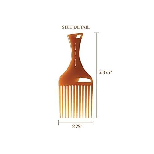 Cricket Ultra Smooth Hair Pick Comb for Volumizing, Detangling, and Reducing Frizz - Enriched with Argan, Olive Oil, and Keratin Infused, Ideal for Curly, Thick, and Long Hair