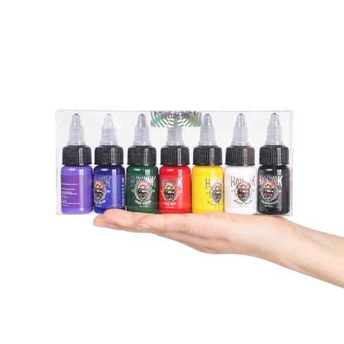 HAWINK Tattoo Ink Set 1/2oz (15ml) Tattoo Supply Ink USA 7 Colors Pigment Kit TI203-15-7