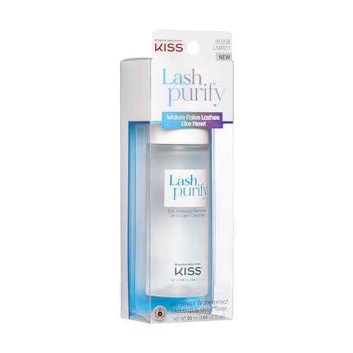 KISS Lash Purify Eye Makeup Remover & False Eyelash Cleanser/Conditioner, Gentle 3-in-1 Formula Removes Lash Glue & Waterproof Makeup, Net Wt. 50 ml (1.69 US fl. oz.)